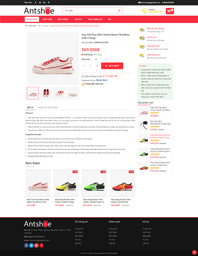 Template blogspot bán hàng Ant Shoe Shop